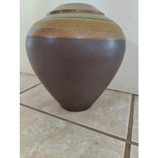 Ceramic Vintage Mid Century Studio Art Pottery Vase Signed Sb For Sale - Image 7 of 13