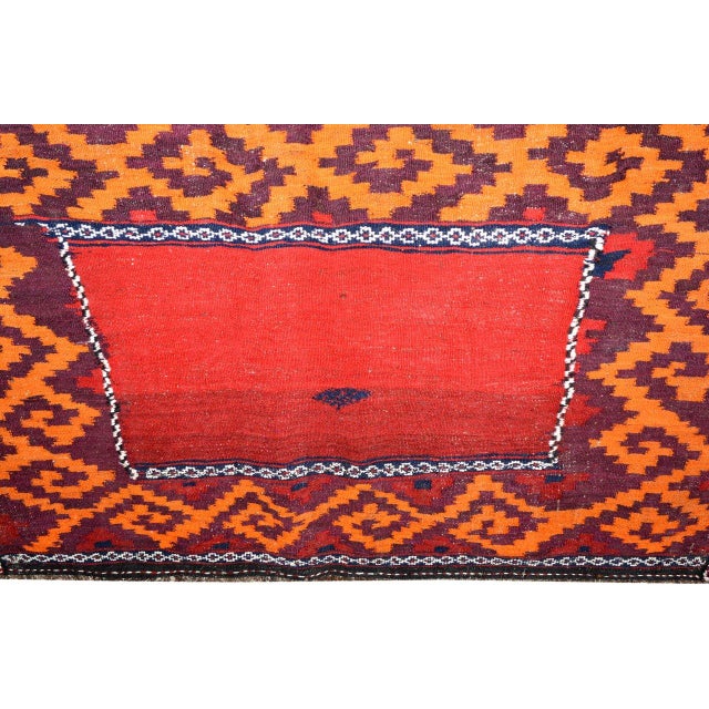 Islamic Vintage Afghan Flatweave Kilim Wool Rug, 3'9''x4'3'' For Sale - Image 3 of 4