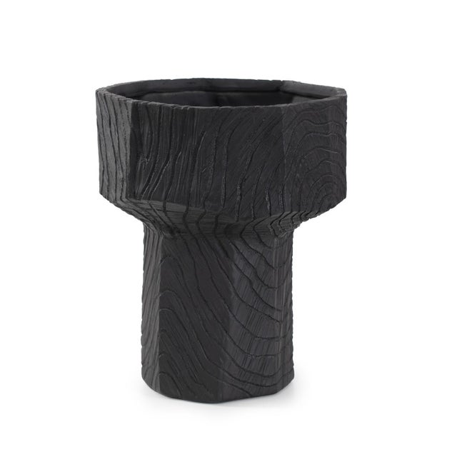 Kenneth Ludwig Chicago Faux Bois Tall Bowl in an Ebony Finished Polyresin For Sale - Image 4 of 11