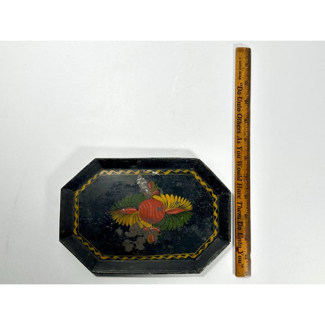 Red Antique Toleware Tray: Hand-Painted Floral Folk Art, c. 1835 For Sale - Image 8 of 9