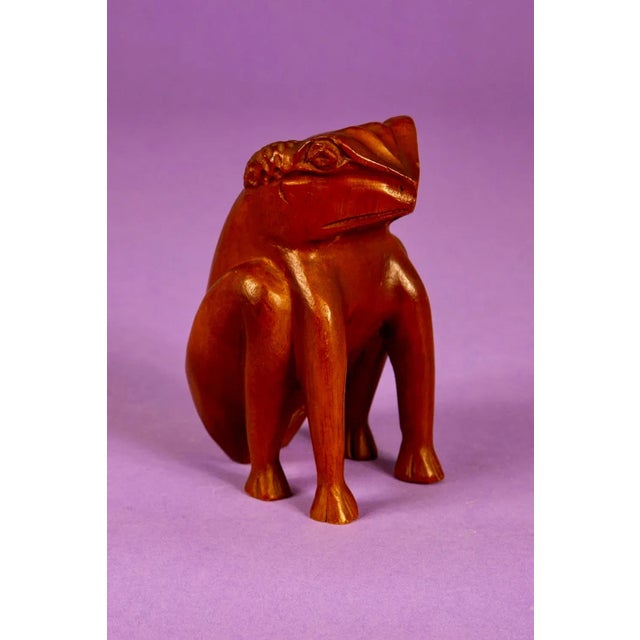 Wood Mid Century Carved Wooden Frog For Sale - Image 7 of 8