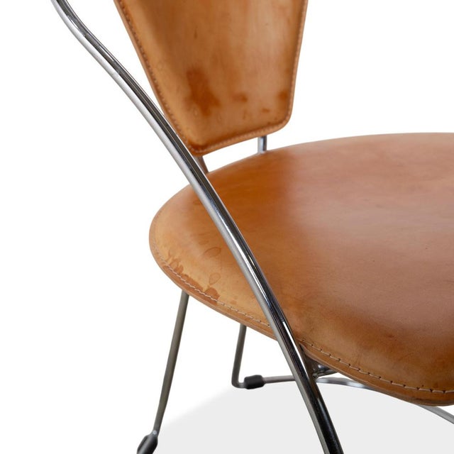 Interio Croma Steel Tube Chairs in Natural Leather, Set of 4 For Sale - Image 5 of 12
