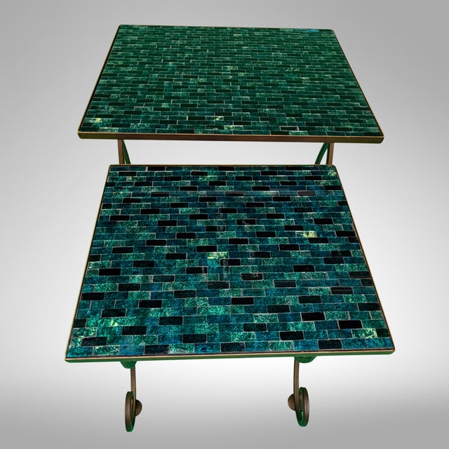 Mosaic Tile Nesting Tables Cerulean Pier 1 Imports Set For Sale In New York - Image 6 of 18