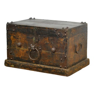 Antique Japanese Wooden Chest, 1890 For Sale