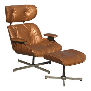 Vintage Mid-Century Selig Plycraft Lounge Chair & Ottoman For Sale
