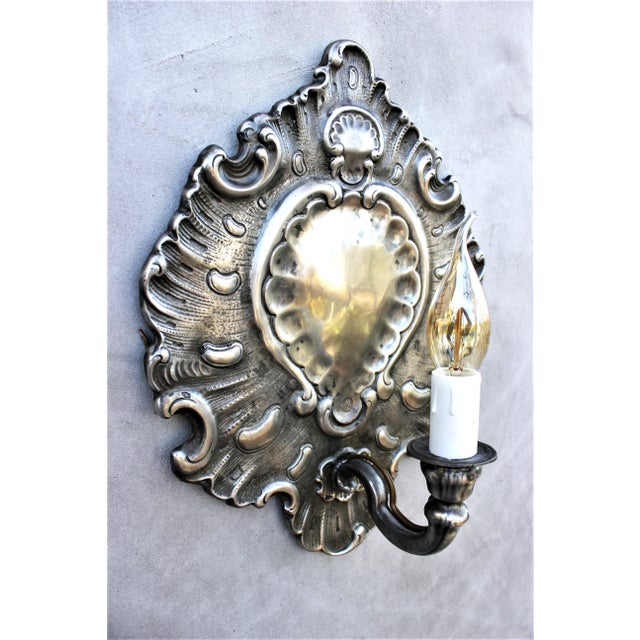 Italian Rococo Revival Zinc Wall Sconces, 1950s, Set of 2 For Sale - Image 6 of 10