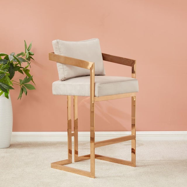 The Taraji Barstool Was Designed For The Contemporary Tastemaker. Its Gentle Angles Finished In A Gold Metallic Hue...