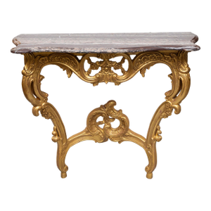 20th Century Louis XV Gilt Console With Marble Top (Pair Available -Sold Individually)