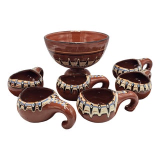 Ceramic Punch Set, Bulgaria, 1970s, Set of 7 For Sale