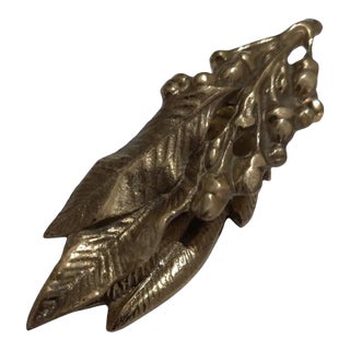 1950s Metalcrafters Solid Brass Orange Leaf 7-29 Paper Clip For Sale