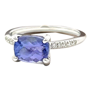 Natural Tanzanite Diamond Ring Size 6.5 14k W Gold 1.79 TCW Certified, Size 7