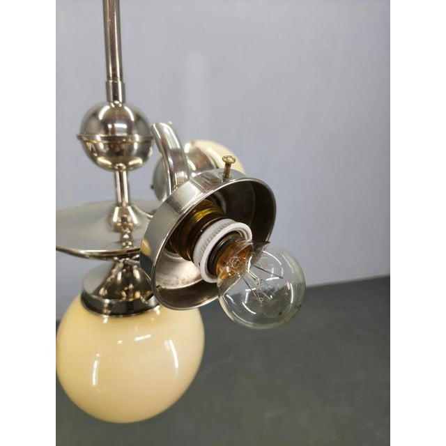 Bauhaus Czechoslovakian Globe Chandelier, 1930s For Sale - Image 11 of 13