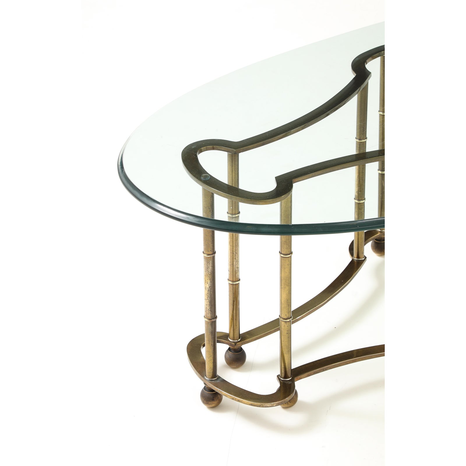 1970's Mastercraft Brass Oval Coffee Table | Vintage MCM