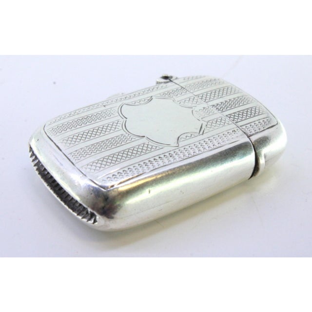 Guilloche Silver Matchbox with Bands For Sale - Image 3 of 8