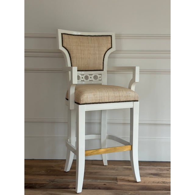 Jan Showers Coco Bar Stools With Back and Arms by Jan Showers For Sale - Image 4 of 7