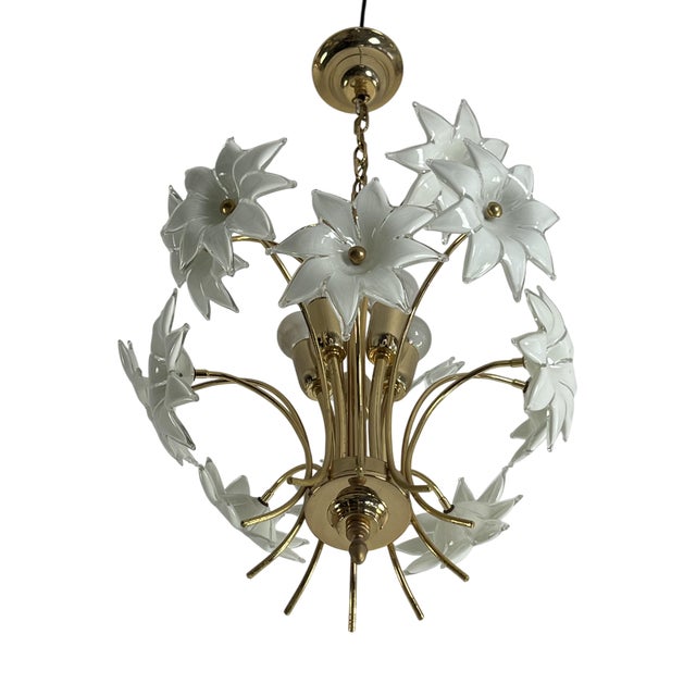 Mid-Century Italian Murano Glass Floral Chandelier, 1970s For Sale