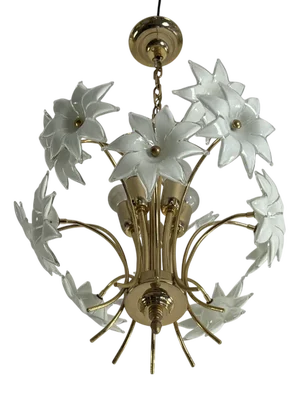 Mid-Century Italian Murano Glass Floral Chandelier, 1970s