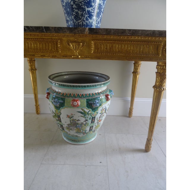 Green Antique Chinese Fish Bowl Planter - Jardiniere For Sale - Image 8 of 9