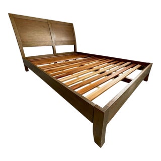 Crate & Barrel Dawson Grey Wash Queen Bed Frame For Sale