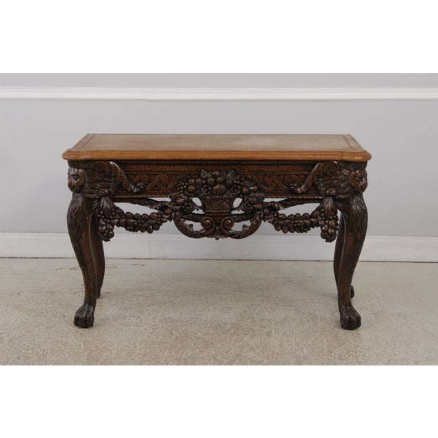 Age: Approx: 25 Years Old Details: Mahogany Ball & Claw Feet Fine Carved Details Quality Construction Nice Tooled Leather...