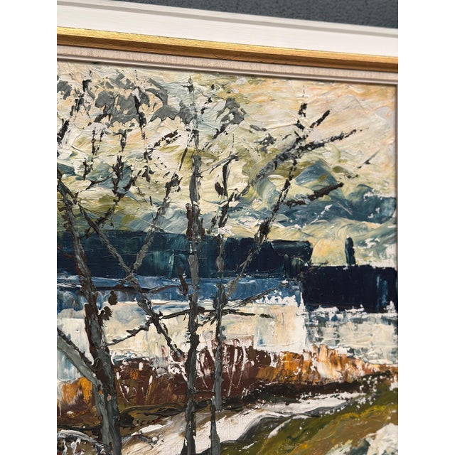 Stig Hallblom, Landscape with Houses and Trees, 1950s, Oil Painting on Panel, Framed For Sale - Image 9 of 18