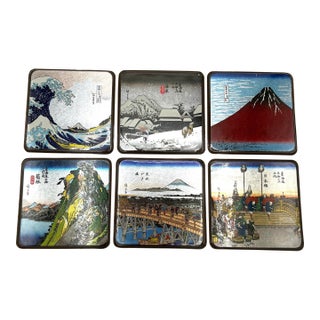 Japanese Ukiyoe Woodblock Print Collectable Coasters For Sale