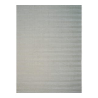 9x12 Yara Alluring Ligth Gray Stripe Geometric Modern Handmade Wool Carpet Rug For Sale