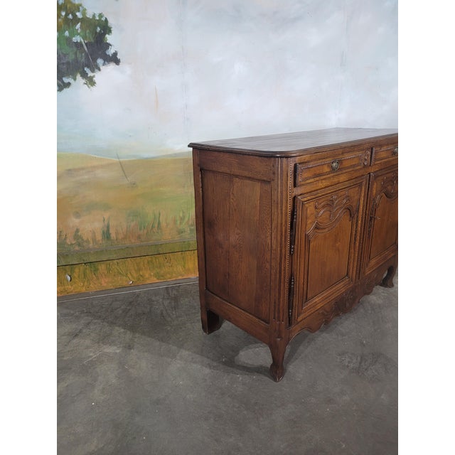 Wood Louis XV Style Low Oak Buffet For Sale - Image 7 of 13