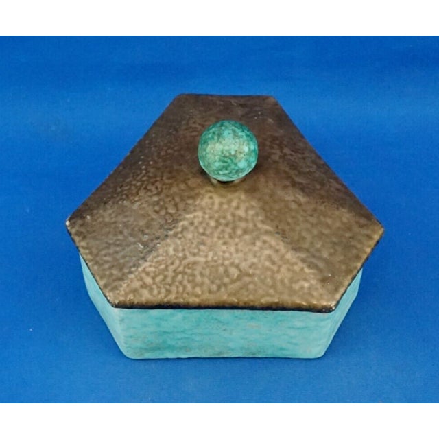 1920s 20th Century Art Deco Ceramic Box in Bronze Enamel from the Mga Factory, Albisola, Italy, 1920s For Sale - Image 5 of 18