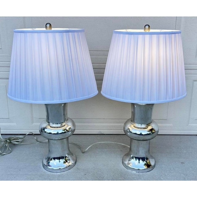 Visual Comfort Bull Nose Cylinder Mercury Glass Table Lamps - a Pair For Sale - Image 4 of 18