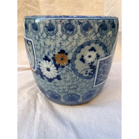 Early 20th Century Japanese Blue and White Hibachi Pot For Sale - Image 5 of 13
