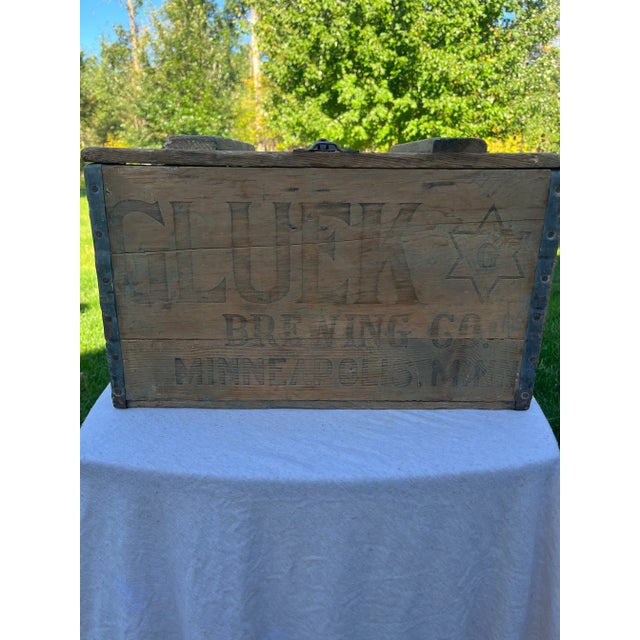 This is a Gluek beer crate! Gluek beer out if Minneapolis MN. The crate is in great condition showing its age…in a good way.
