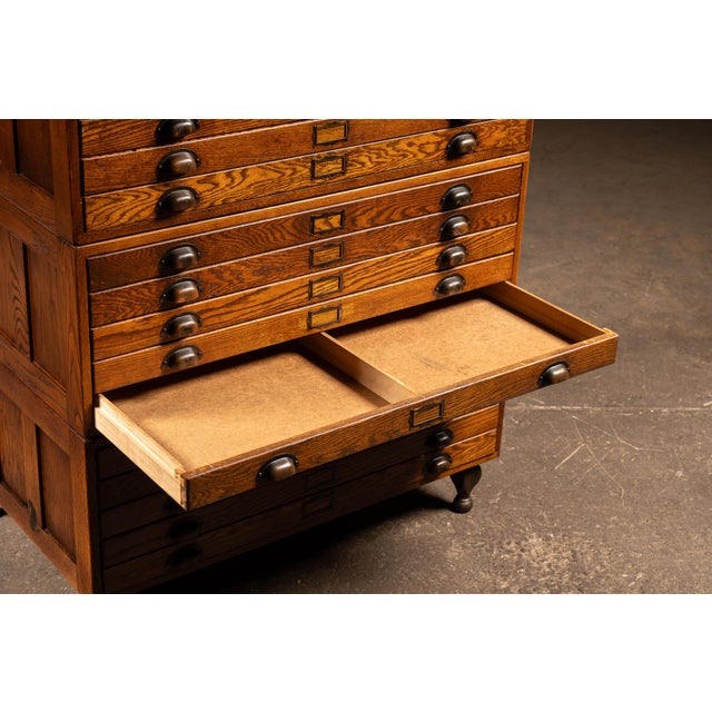 Brown Antique Four-Stack Flat File by Economy For Sale - Image 8 of 12