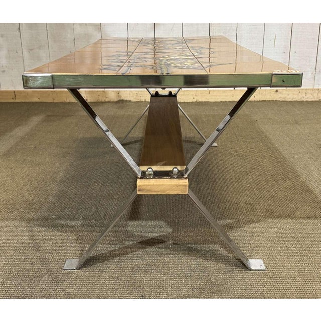 Coffee Table with Tiled Top and Chromed Metal Base, 1970s For Sale - Image 9 of 12