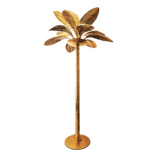 Vintage 12-Light Palm Floor Lamp in Brass, 1970s For Sale