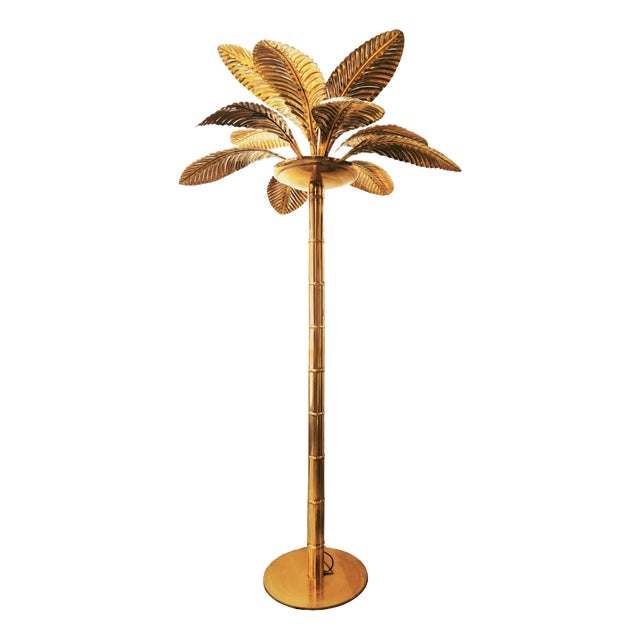 Vintage 12-Light Palm Floor Lamp in Brass, 1970s For Sale