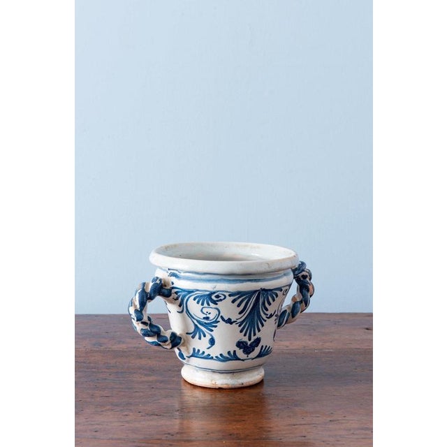 17th Century Nevers Faience Blue and White Jasmine Vases, Set of 2 For Sale - Image 5 of 18