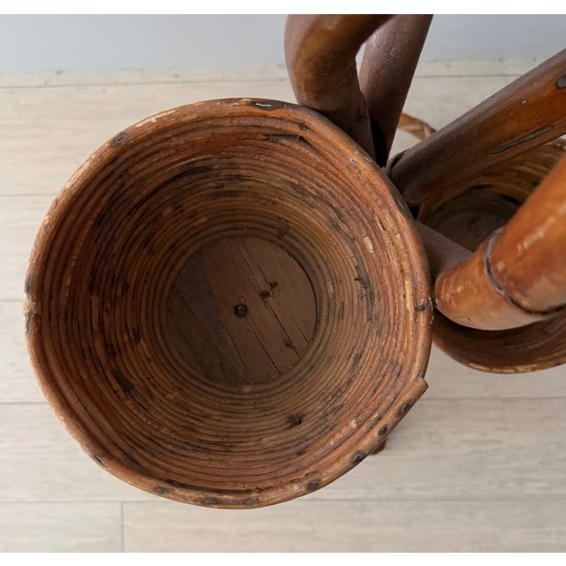 Circa 1965 Italian Bamboo and Rattan Plant Stand For Sale - Image 10 of 16