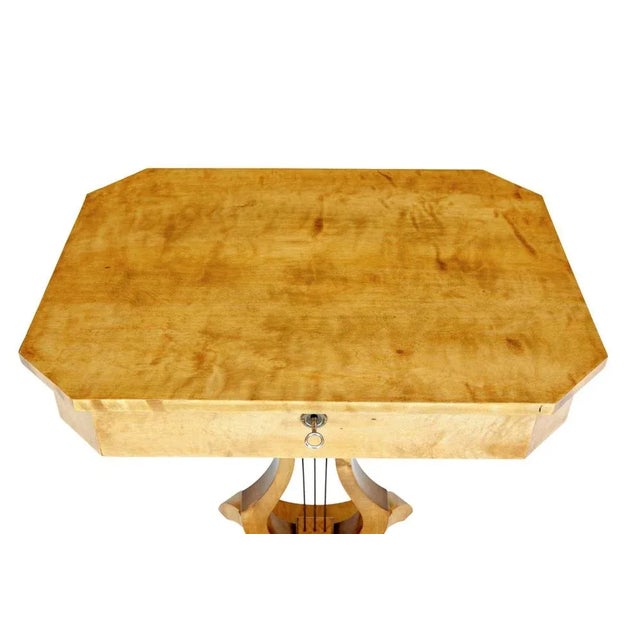 Antique Swedish Lyre Shaped Occasional Table in Birch For Sale - Image 4 of 10
