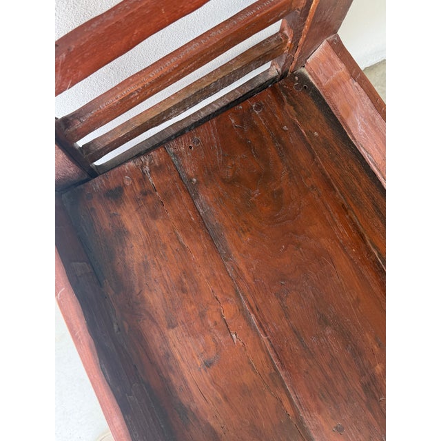 Brutalist Late 20th Century Artisan Made Folk Art Teak High Back Chair Thailand For Sale - Image 3 of 8
