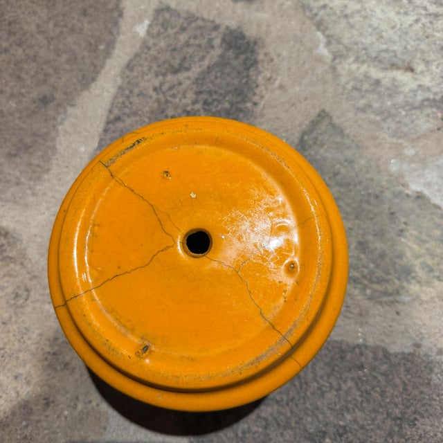 John Follis Small Mid Century Modern Pottery Orange Planter John Follis Gainey Era For Sale - Image 4 of 15