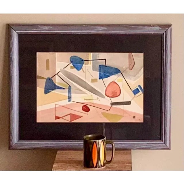 Jane Downs Carter Listed Artist 1950s Abstract Watercolor “Tensions in Space” For Sale In Tampa - Image 6 of 8