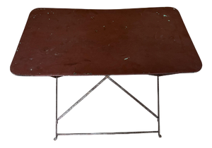 Vintage French Rectangular Metal Folding Dining Table, 1950s