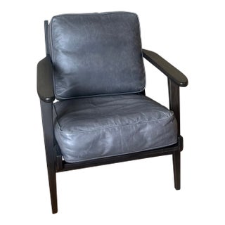 Pottery Barn Raylan Leather Arm Chair MCM For Sale