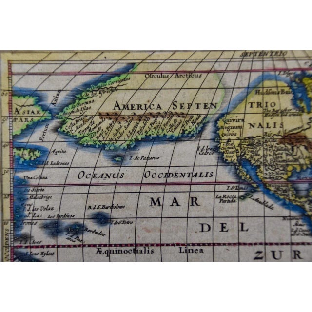 Traditional North & South America: A 17th Century Hand-colored Map by Jansson & Goos For Sale - Image 3 of 9