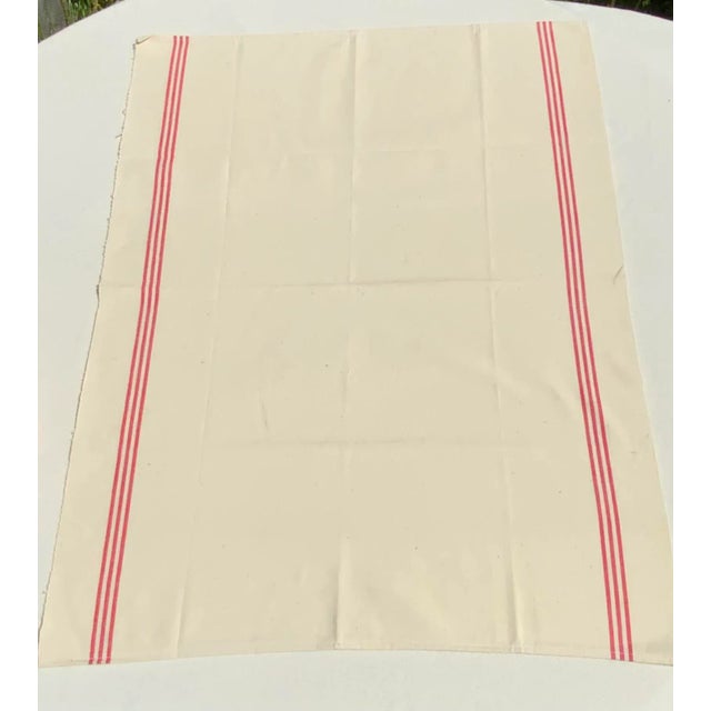 Red Set of 3 Antique French Red Stripe Torchon Linen Kitchen Towels, South of France, Early 20th Century For Sale - Image 8 of 18