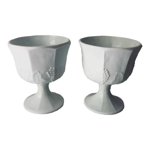 Vintage Milk Glass Flower Pots/ Urns S-2 For Sale