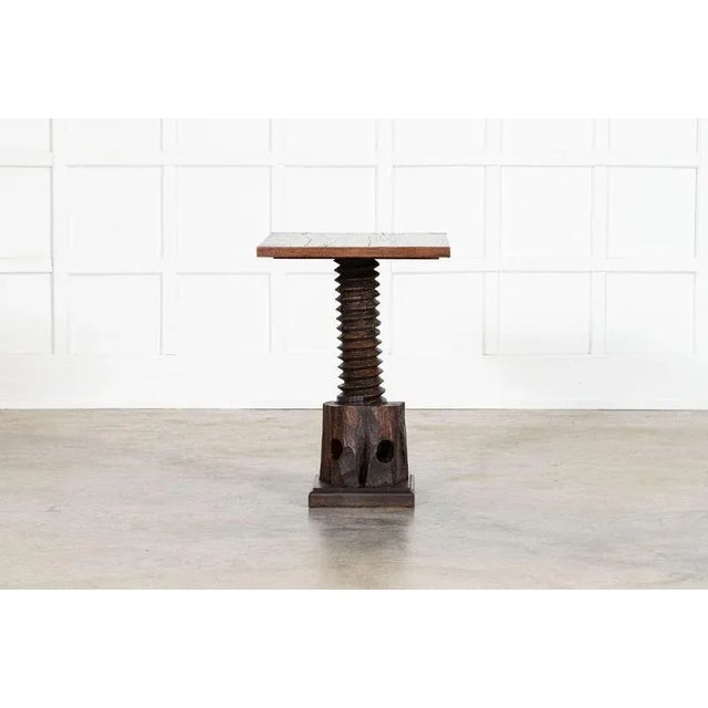 Brown French Elm Corkscrew Side Table, 1900s For Sale - Image 8 of 14