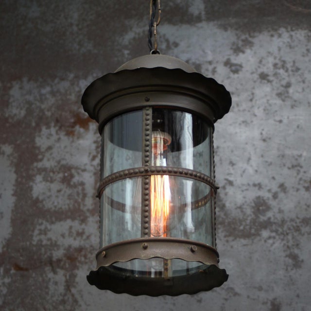 Arts and Crafts Dutch Brass Pendant Light with Clear Glass, 1900s ...