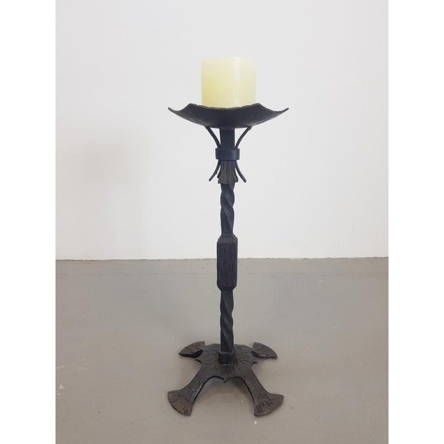 Black Brutalist Cast Iron Candleholder, Germany, 1960s For Sale - Image 8 of 10